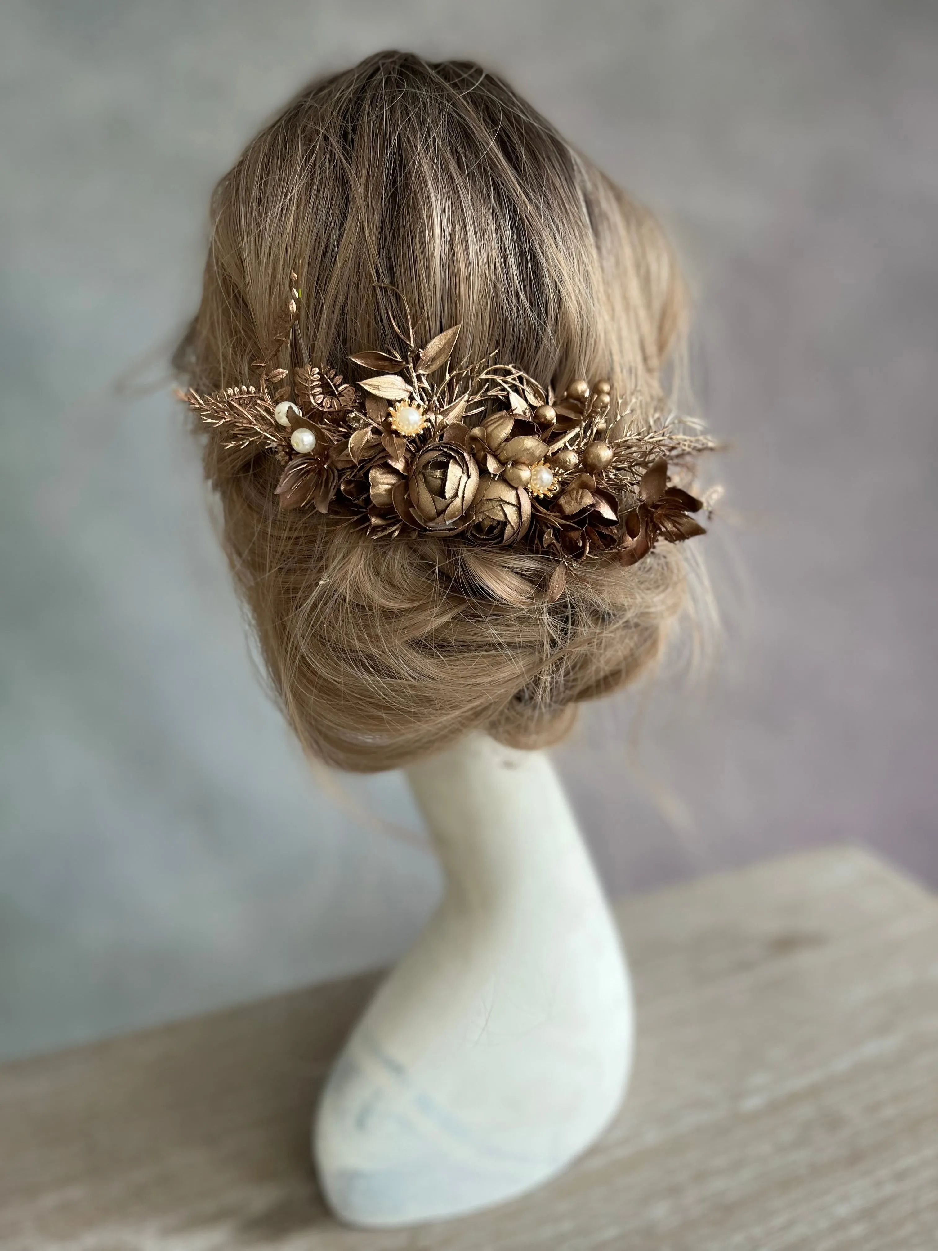 Bronze wedding hair comb