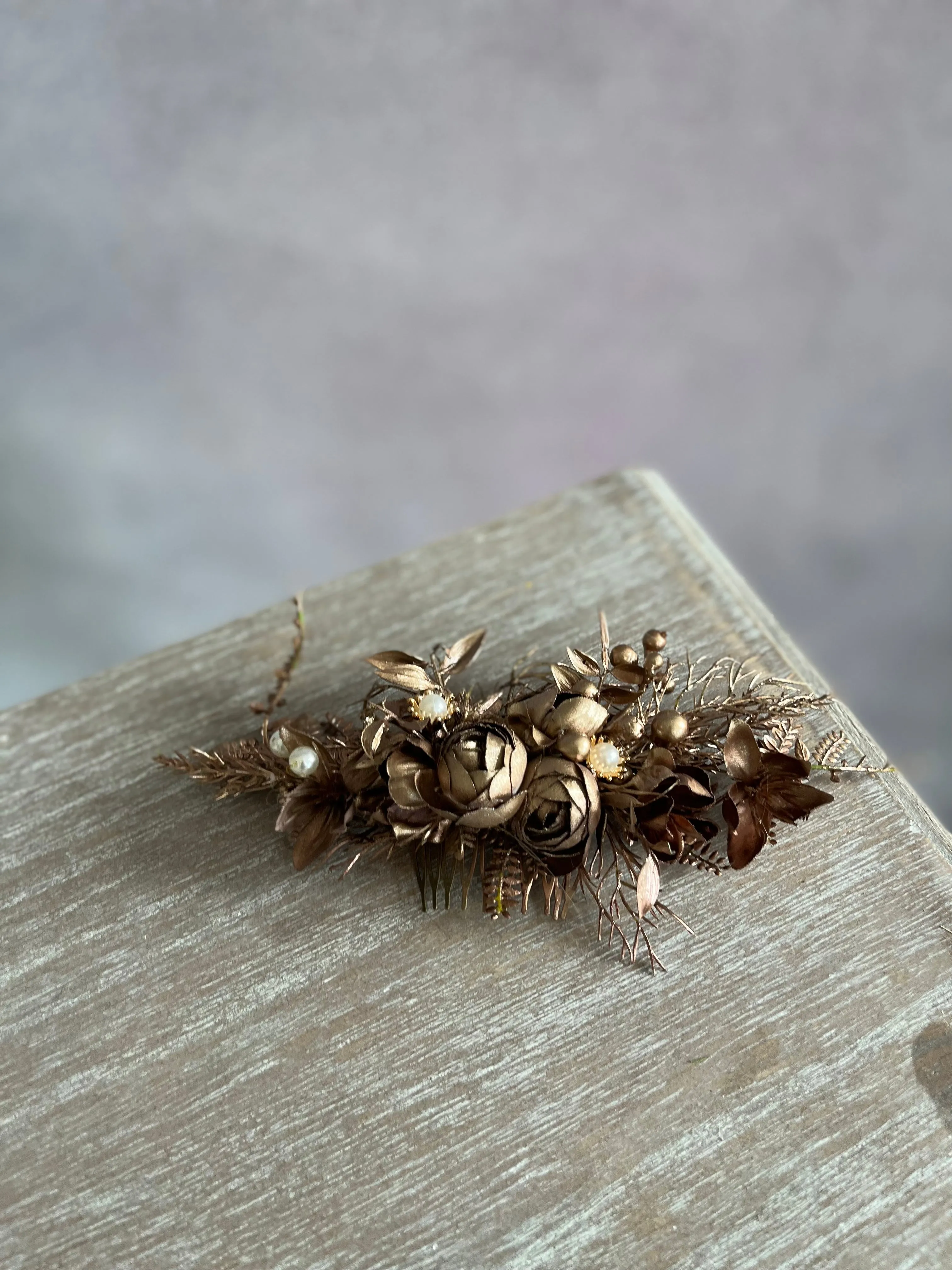 Bronze wedding hair comb