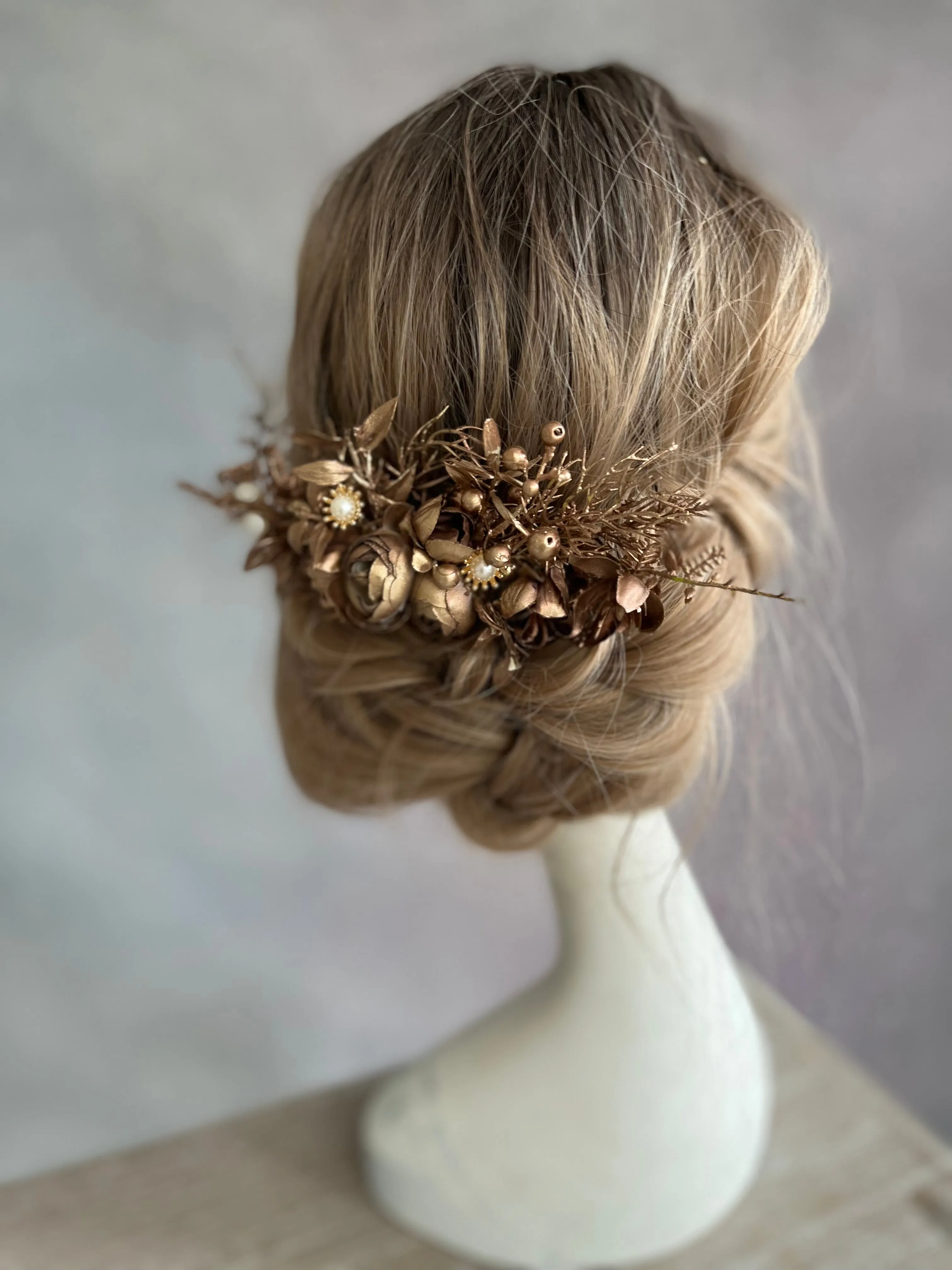 Bronze wedding hair comb