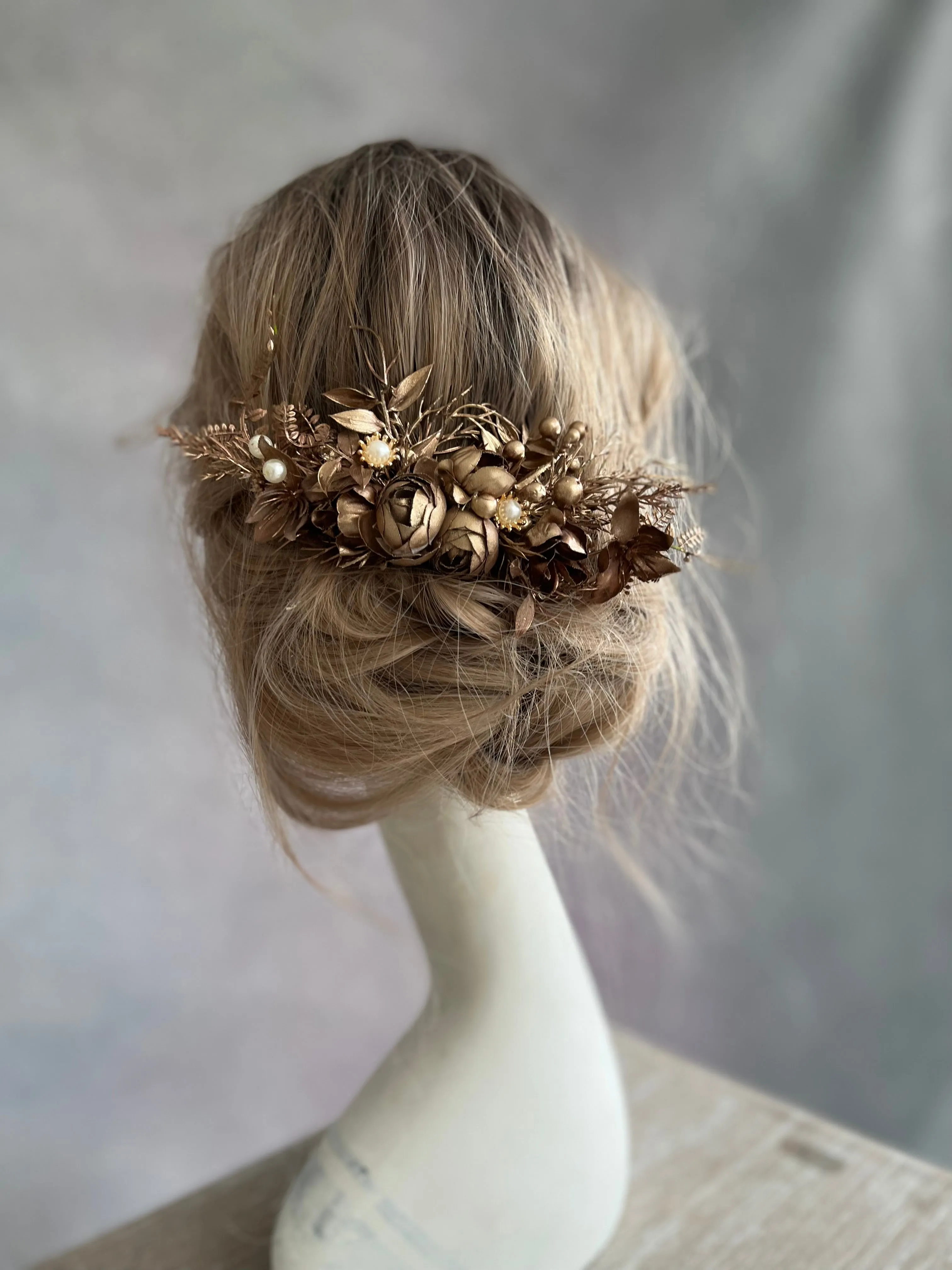 Bronze wedding hair comb