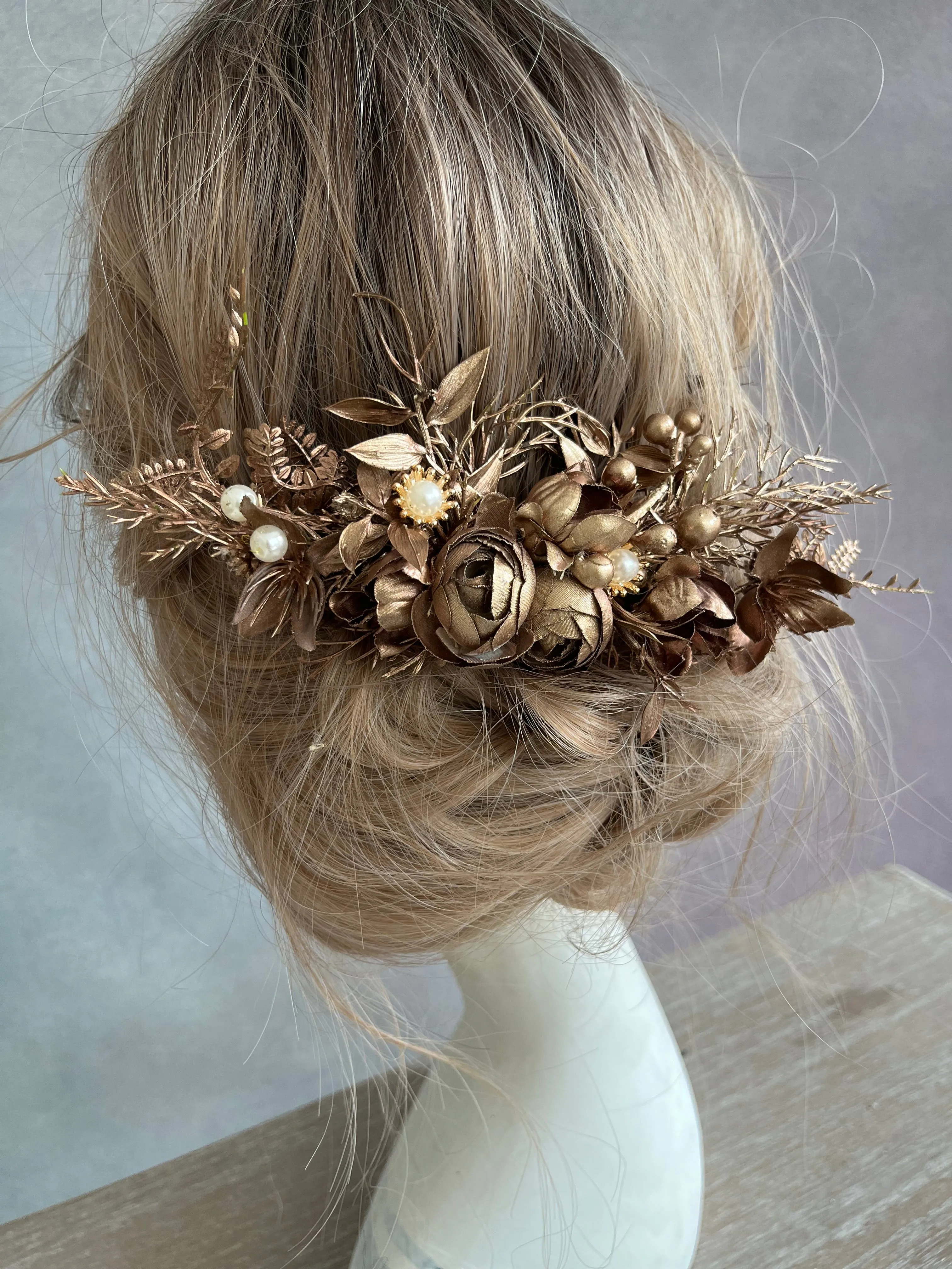 Bronze wedding hair comb