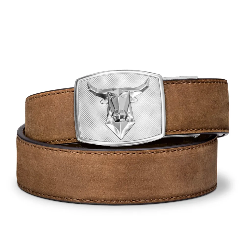 BULL BUCKLE | BROWN BUFFALO LEATHER GUN BELT