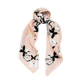 Butterflies Silk Scarf Coral Pink