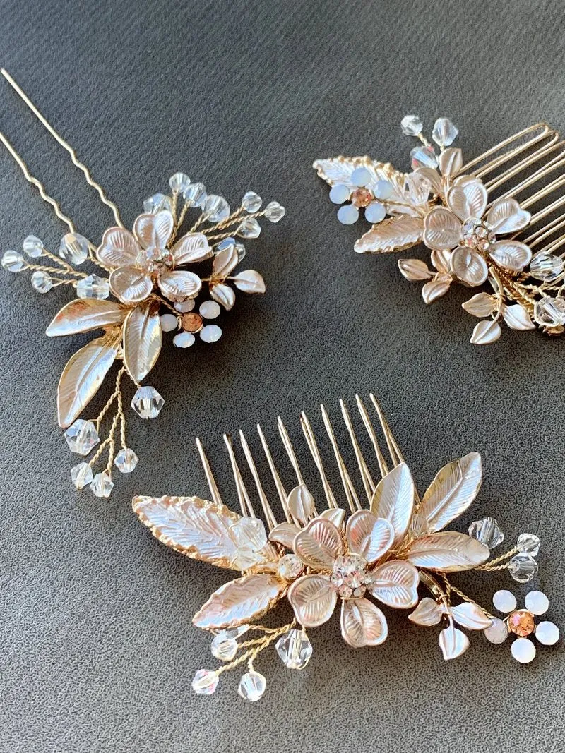 C162. rose gold hair pins and hair combs for bridal bridesmaid for wedding