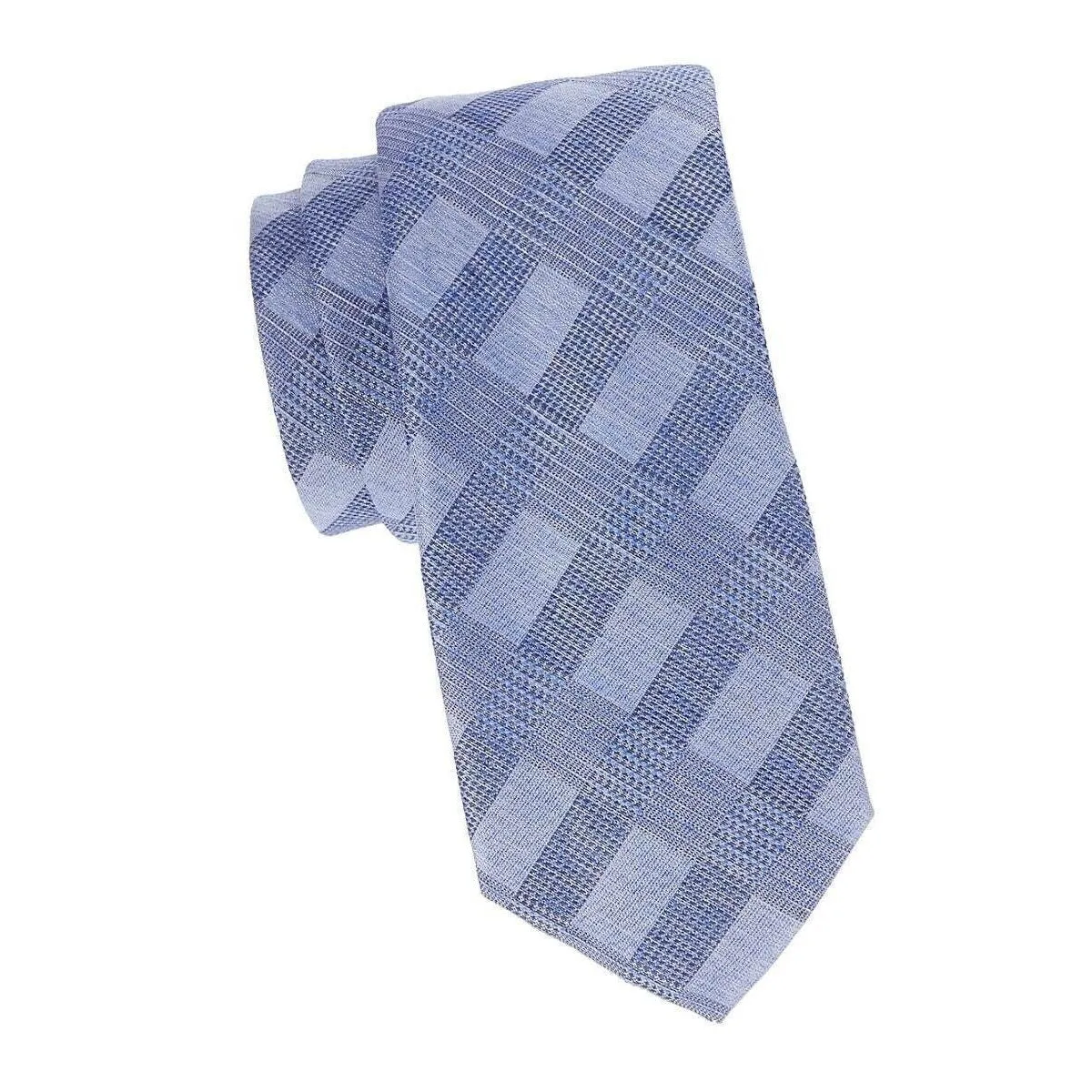 Calvin Klein Menswear Denim Blue Plaid Textured Neck Tie, OS