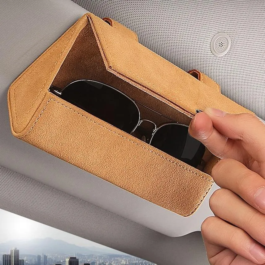 Car Visor Sunglasses Leather Case Holder