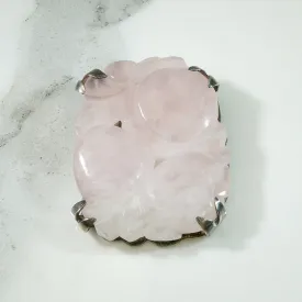 Carved Peaches Rose Quartz Brooch