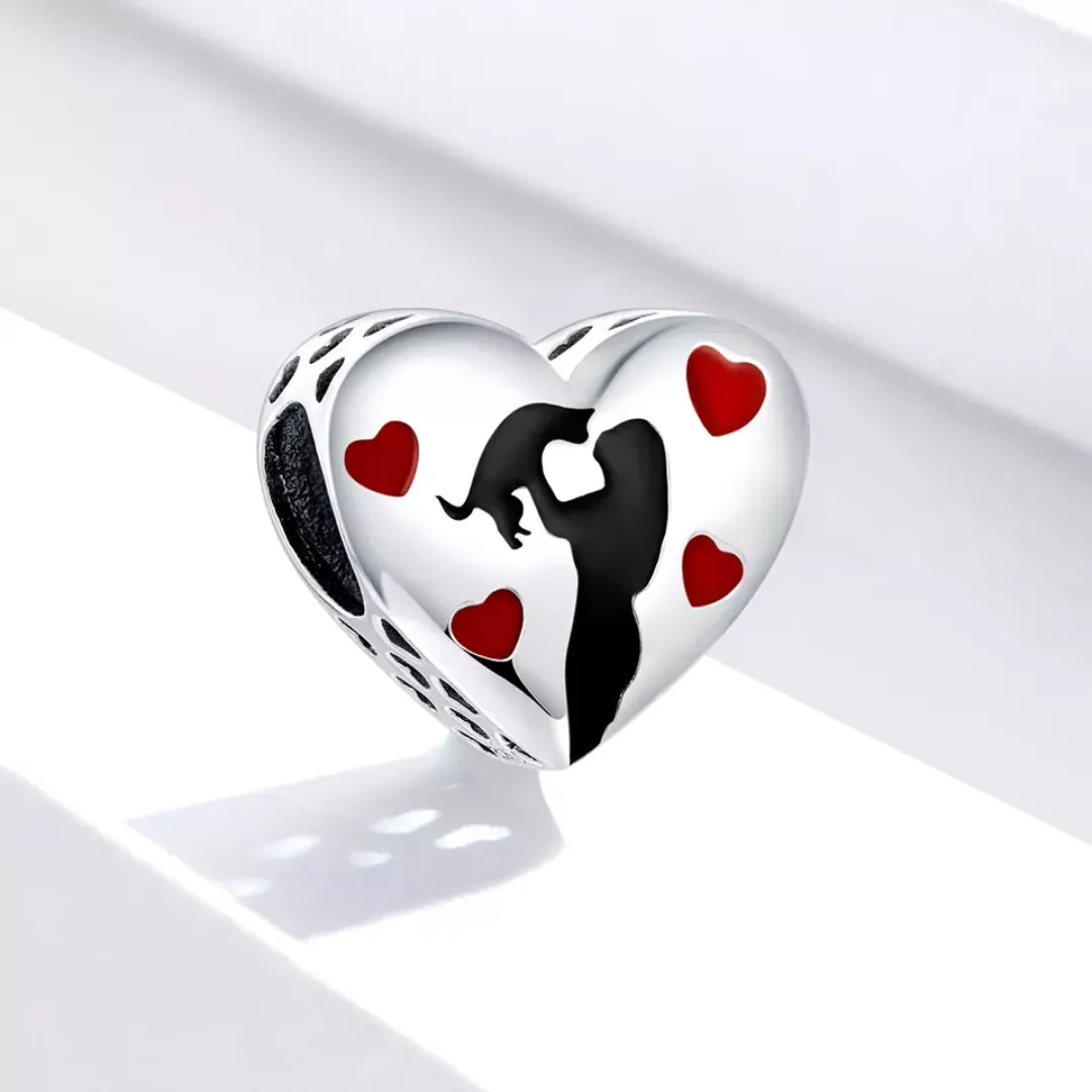 Cats Are Love Heart Enamel 925 Sterling Silver Charm