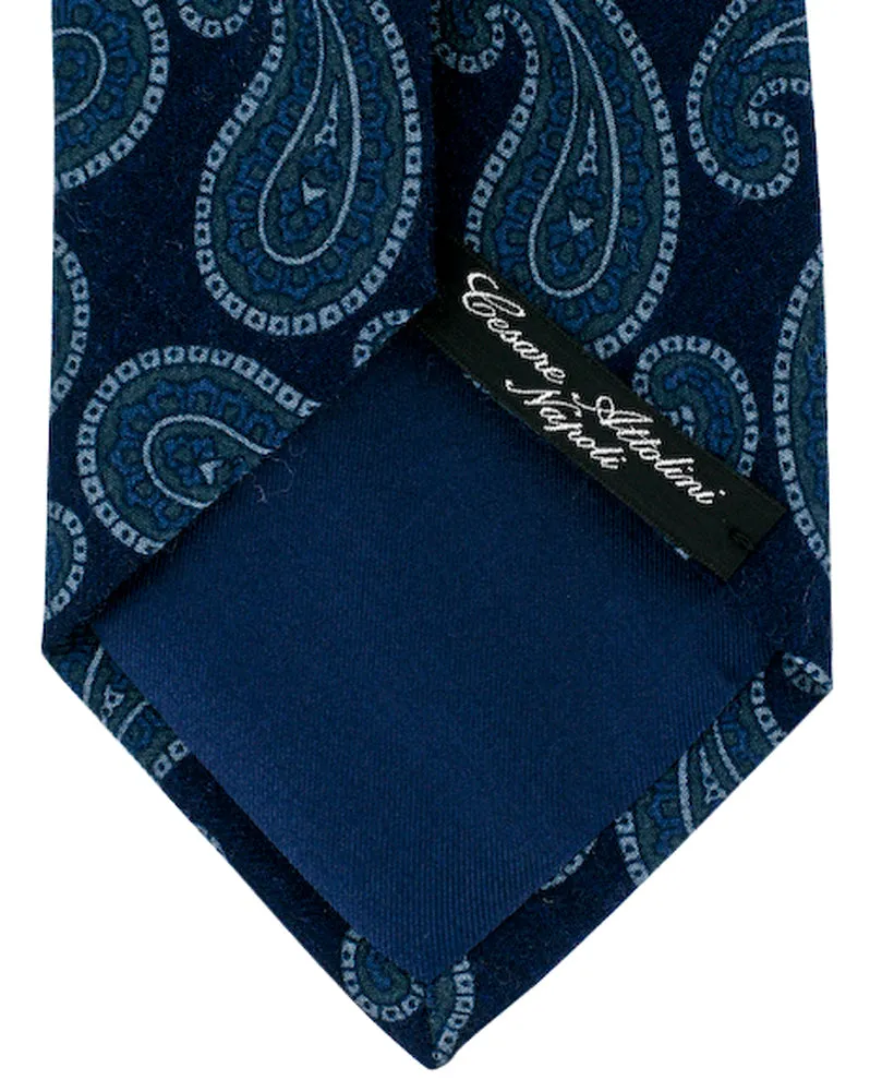 Cesare Attolini Blue Wool Blend Tie