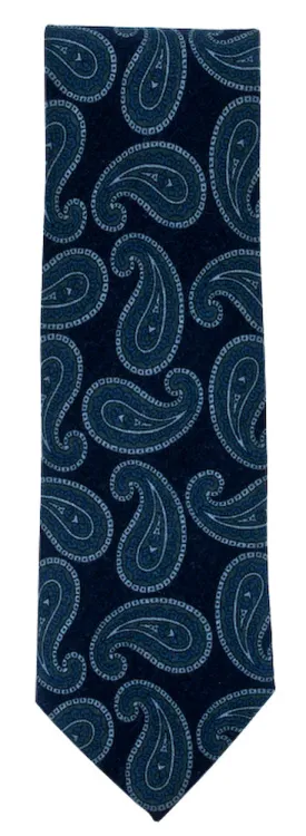 Cesare Attolini Blue Wool Blend Tie