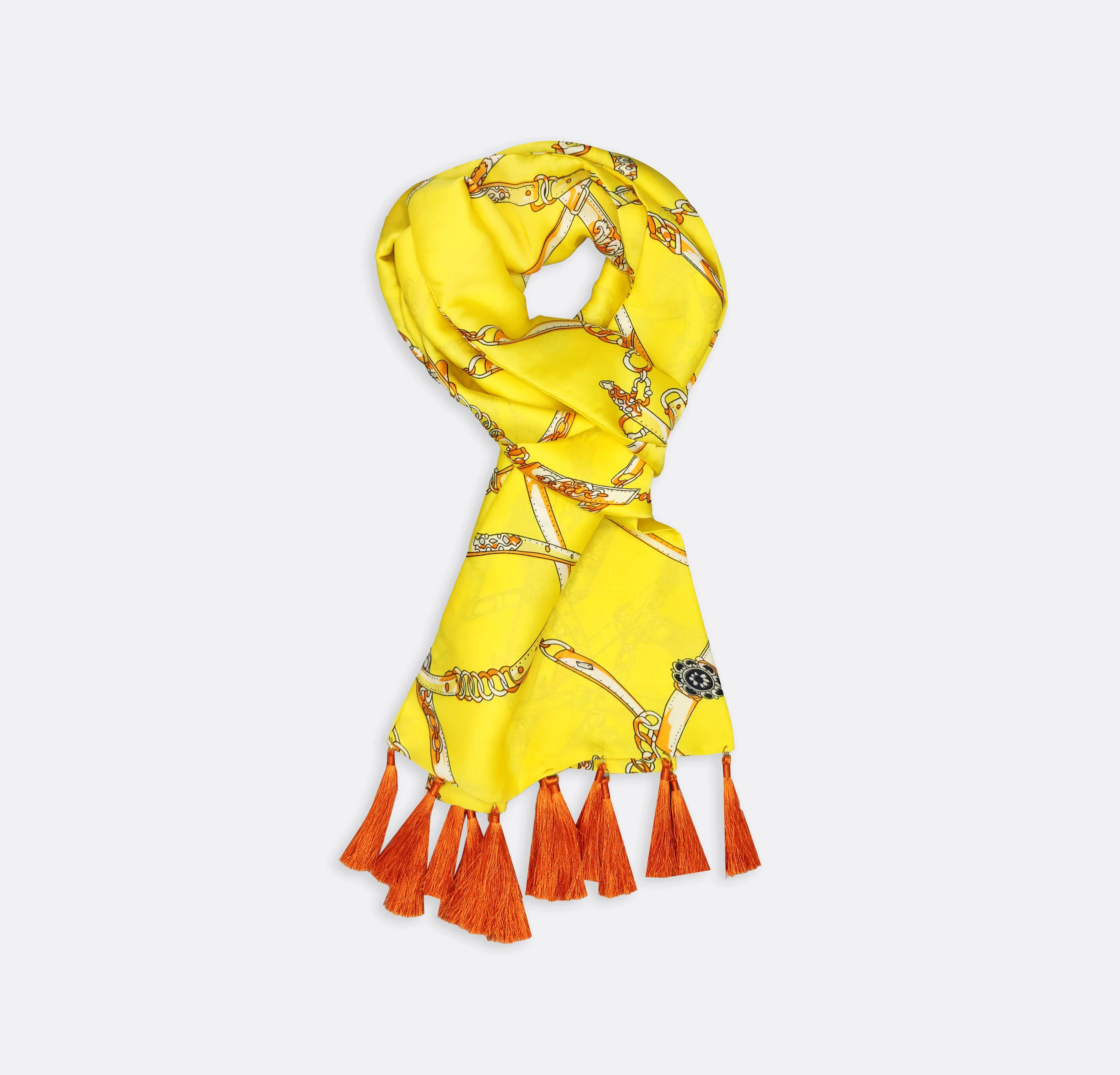 Chains and Straps (Yellow) - Silk Scarves