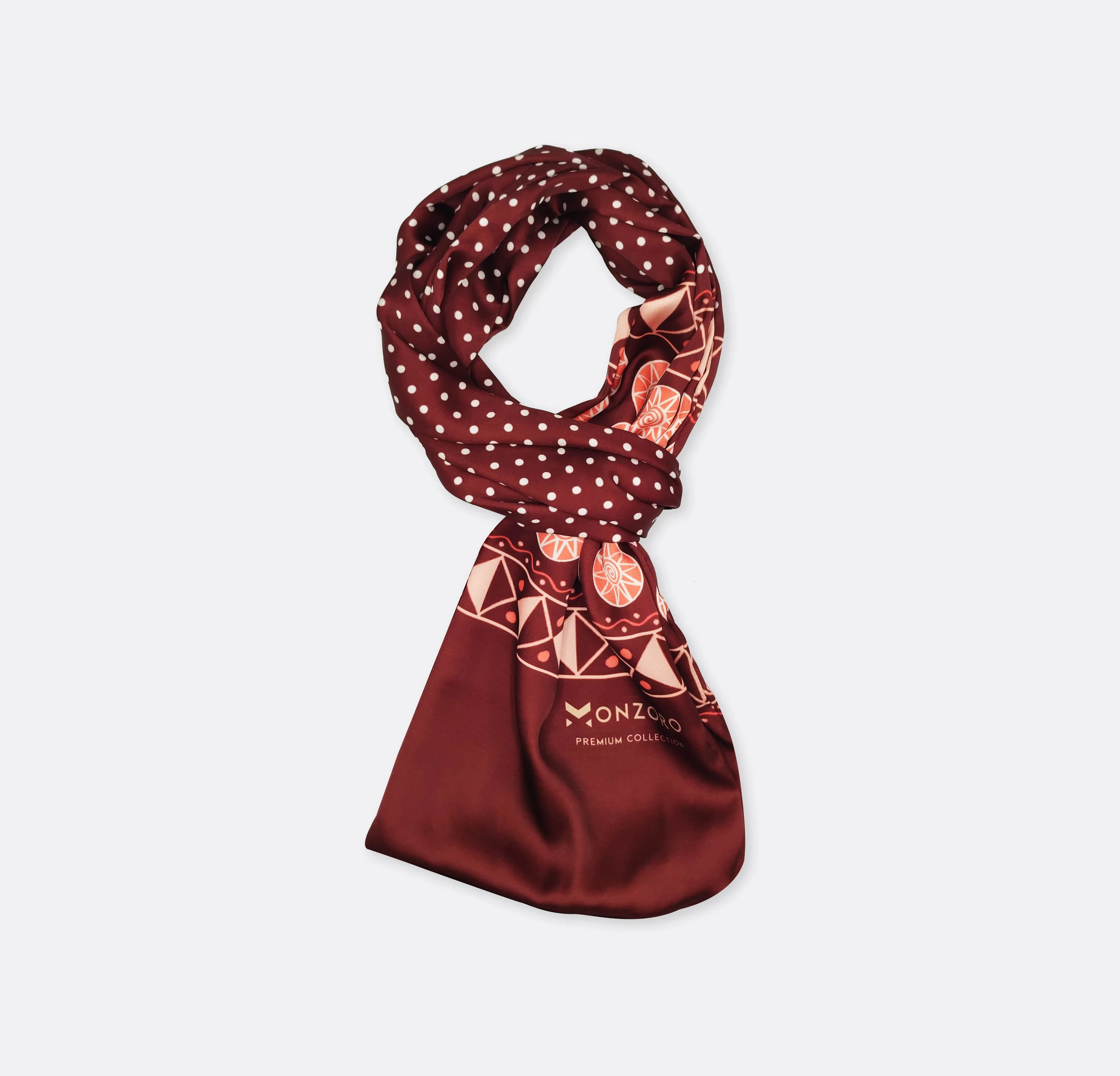 CHOCOLATE BROWN POLKA DROPS - SILK SCARVES