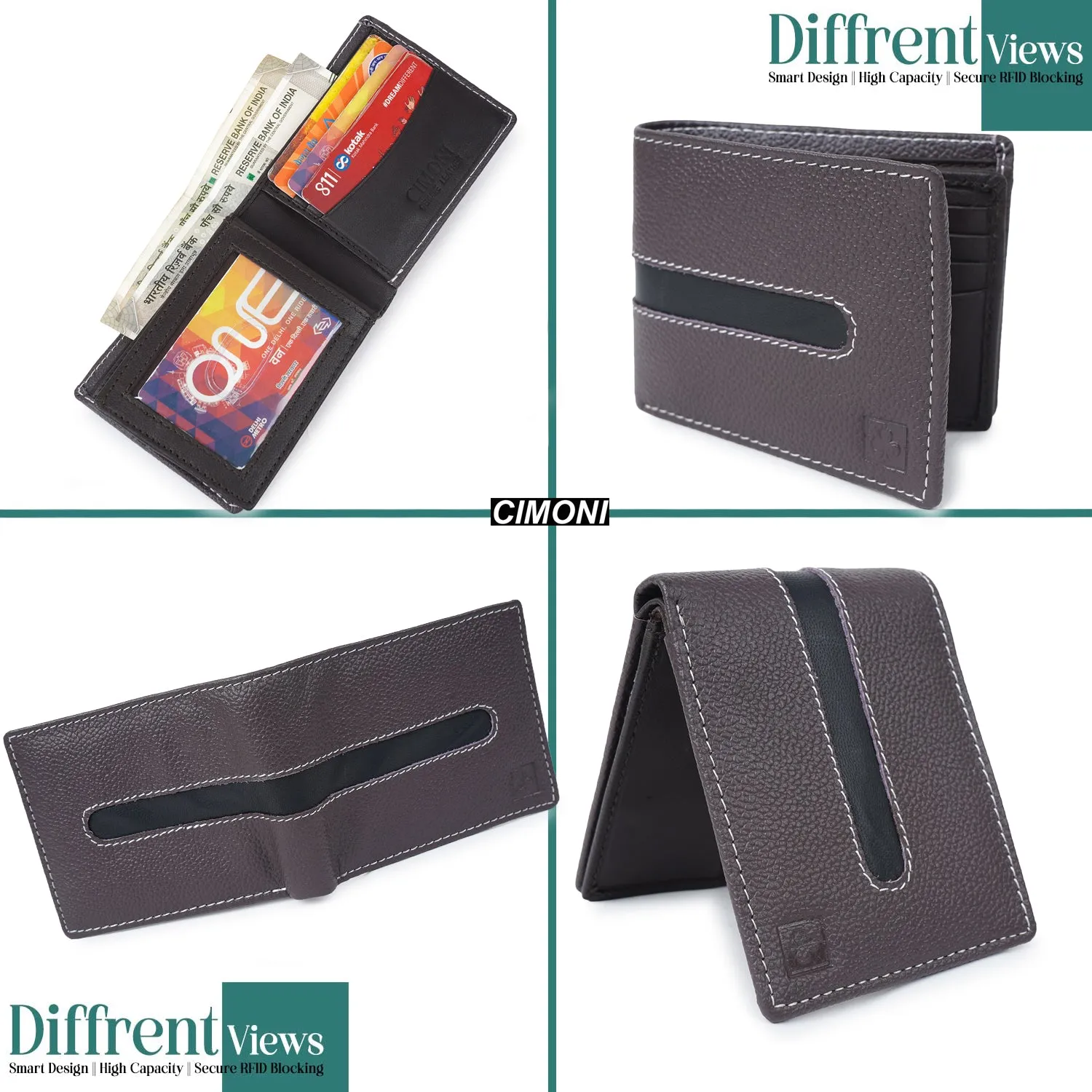 CIMONI Genuine Leather Classic Design Ultra Slim Multiple Credit Cards Slot Wallet for Men