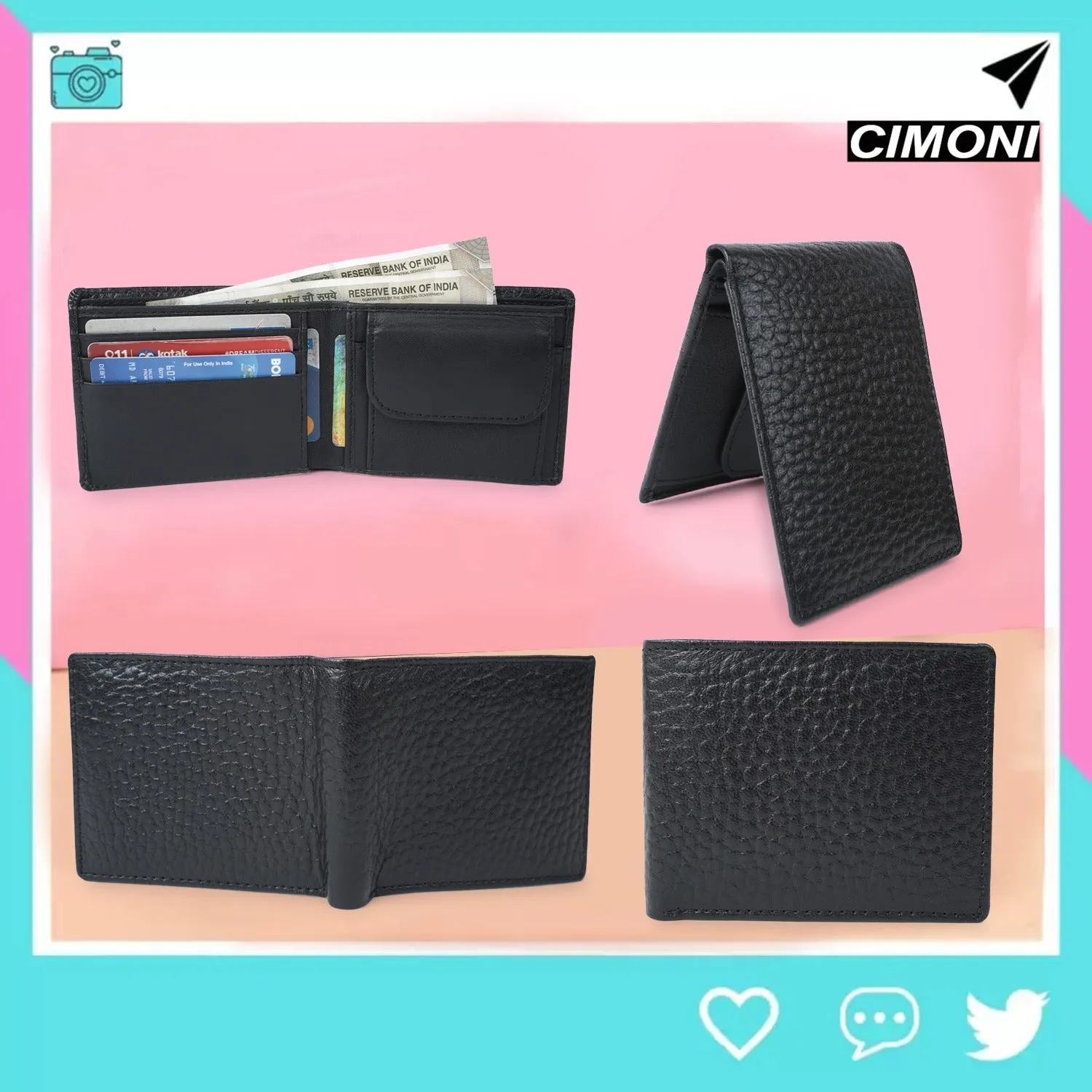 CIMONI Genuine Leather men wallet Black