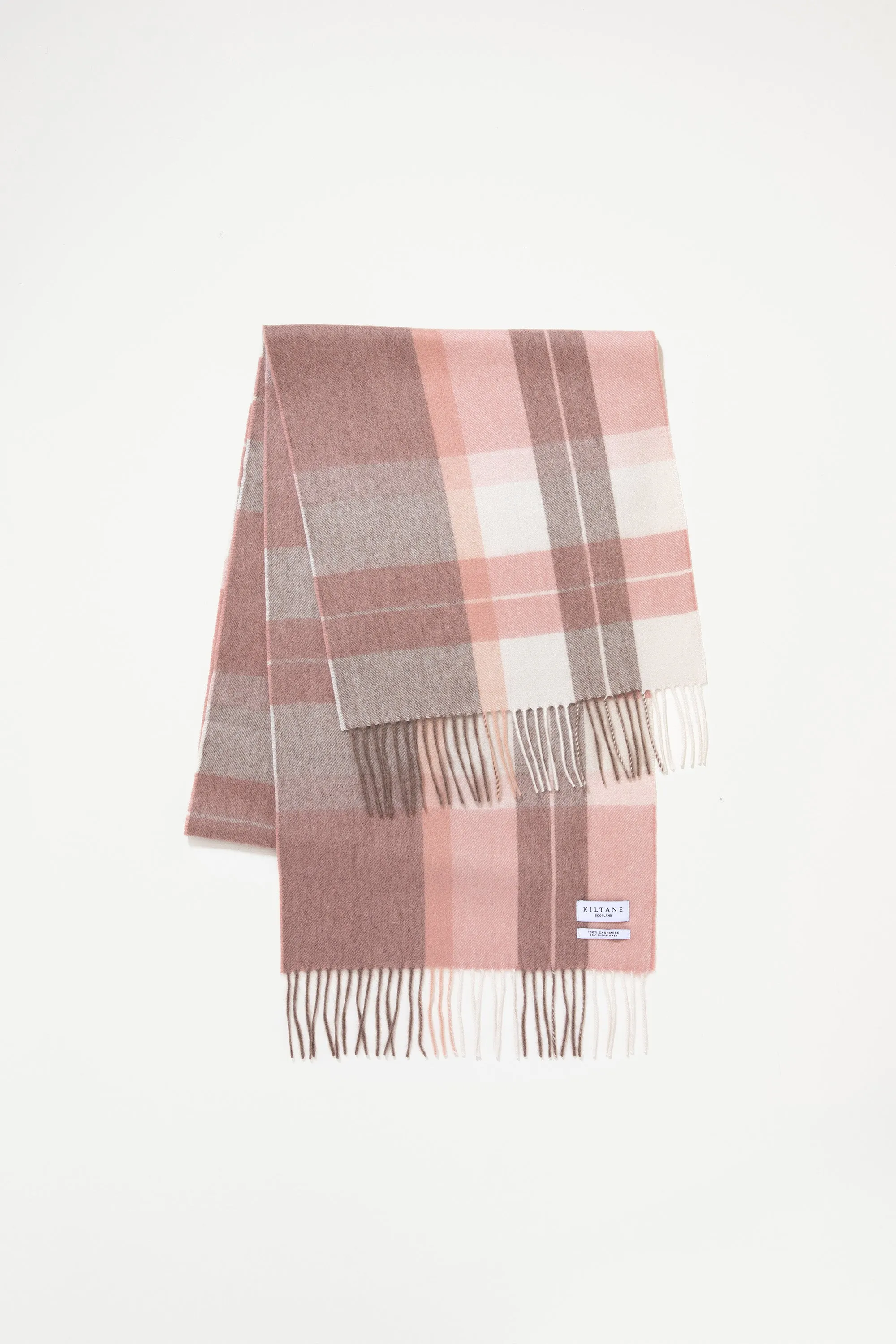 Contemporary Check Cashmere Wide Scarf - Cameo Check