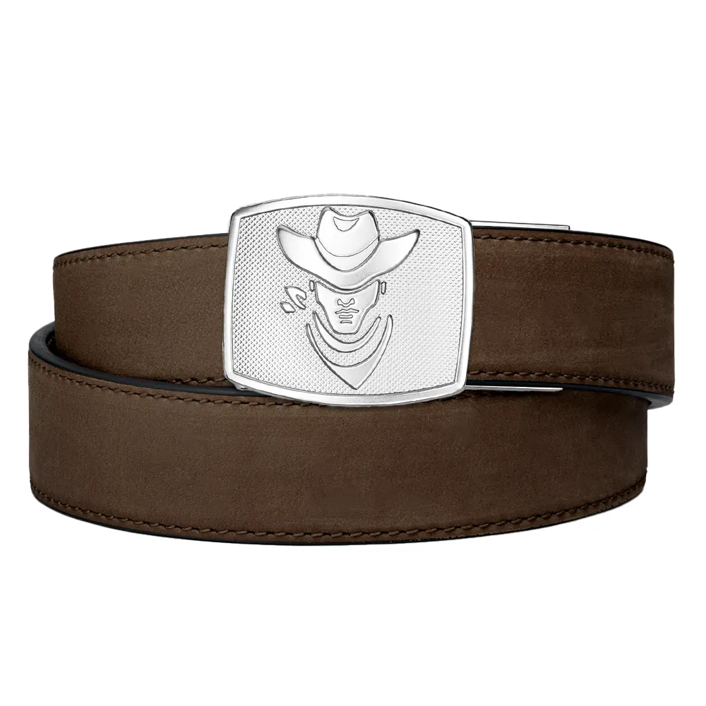 COWBOY BUCKLE | COFFEE BUFFALO LEATHER GUN BELT