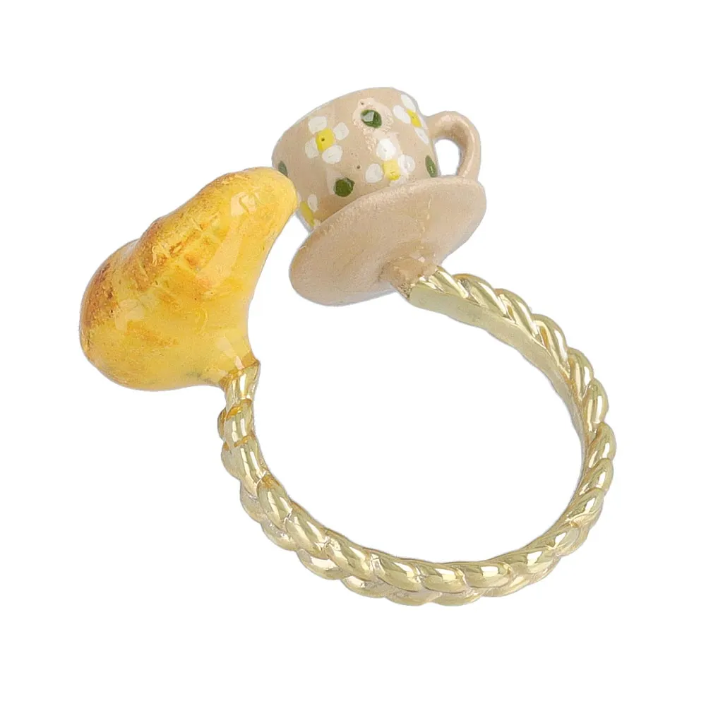 Croissant and Coffee Adjustable Ring