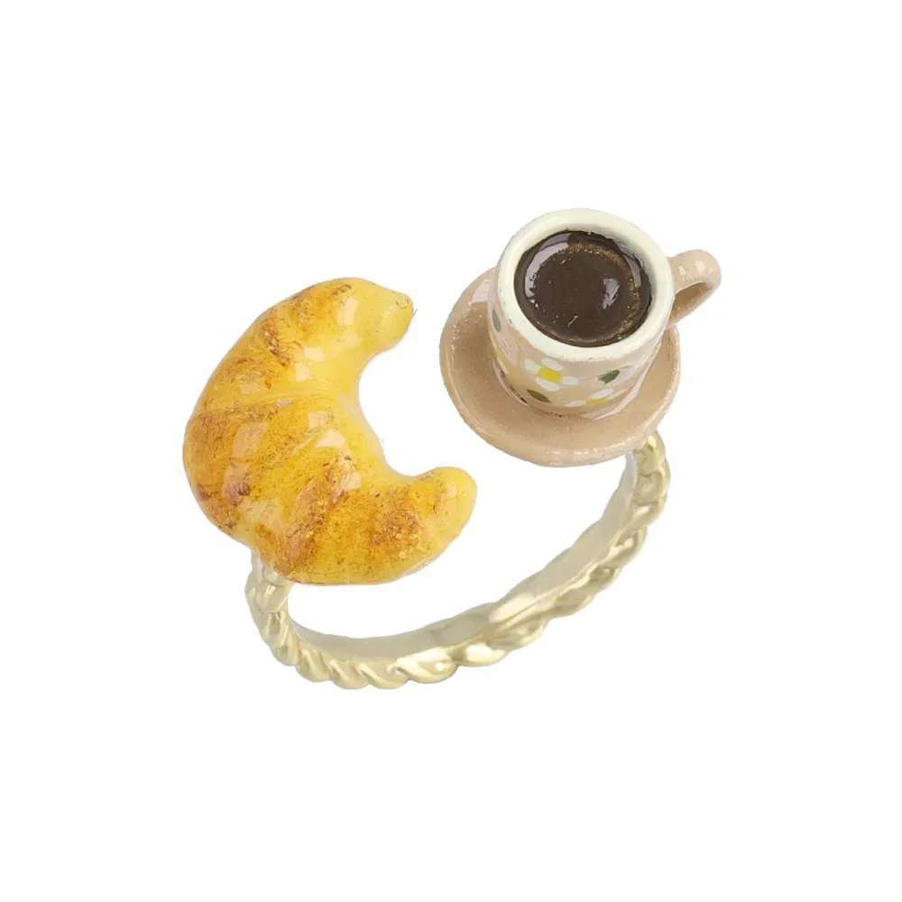 Croissant and Coffee Adjustable Ring