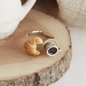 Croissant and Coffee Adjustable Ring