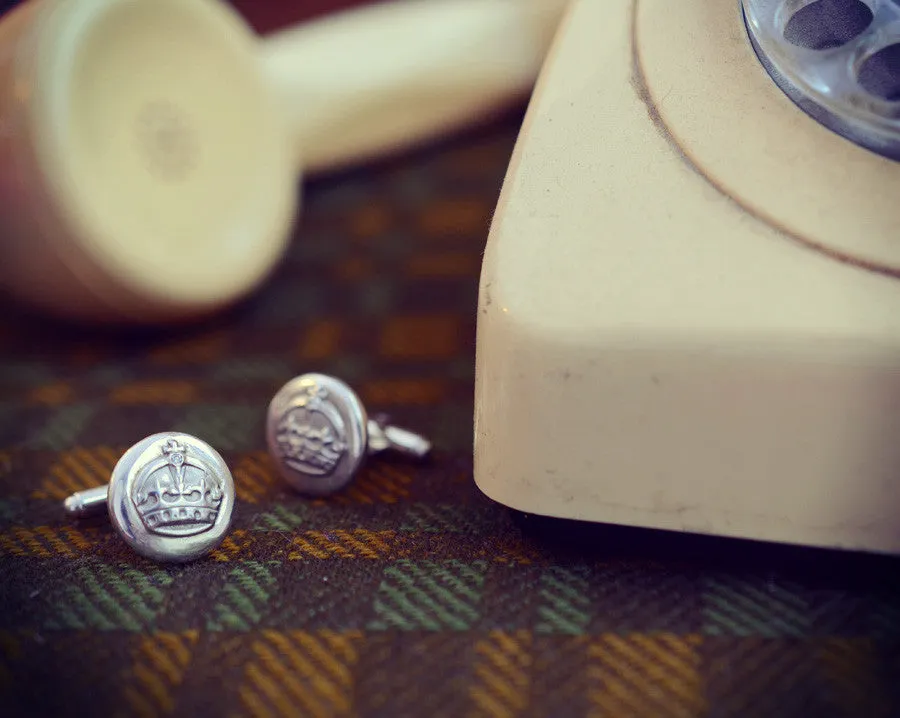 Crown and diamond cufflinks