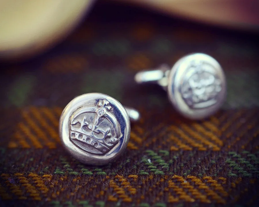 Crown and diamond cufflinks