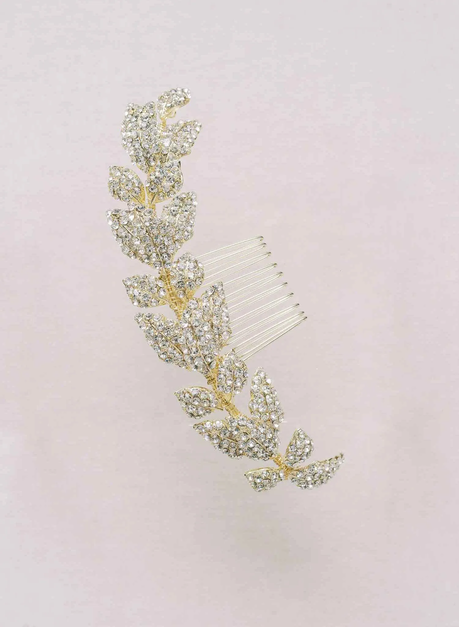 Crystal encrusted leaves hair comb - Style #2147