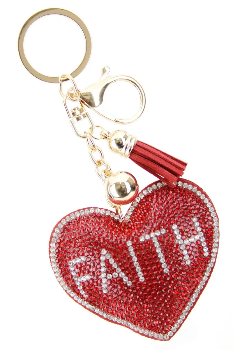 Crystal Heart Faith Keychain