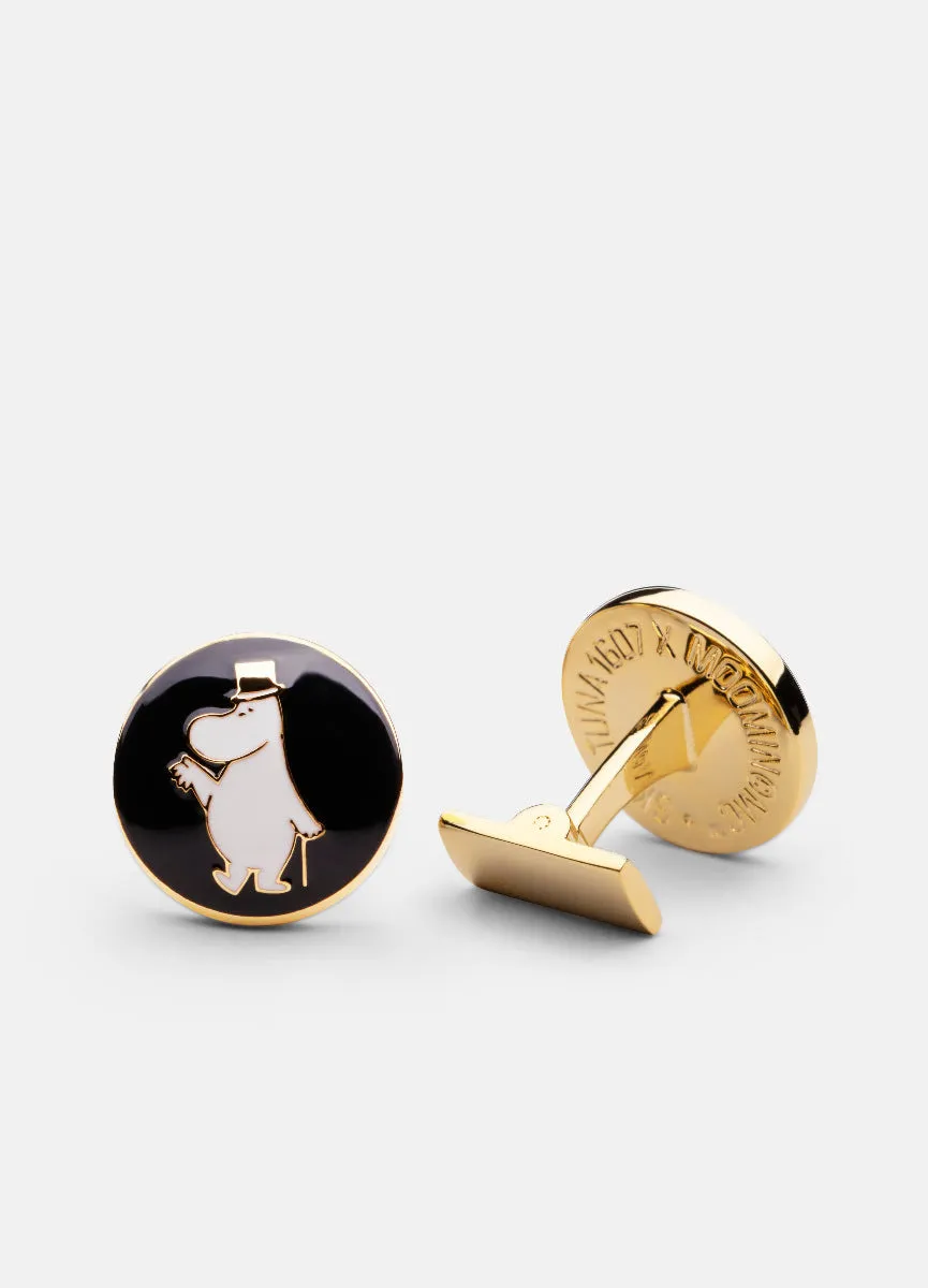 Cufflinks | Moomin  | Gold Plated | Moominpappa | Black