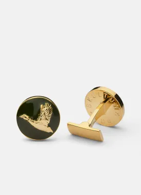 Cufflinks | The Hunter | Gold & Green | The Flying Duck