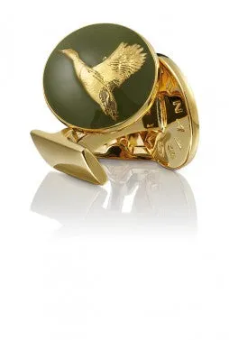 Cufflinks | The Hunter | Gold & Green | The Flying Duck