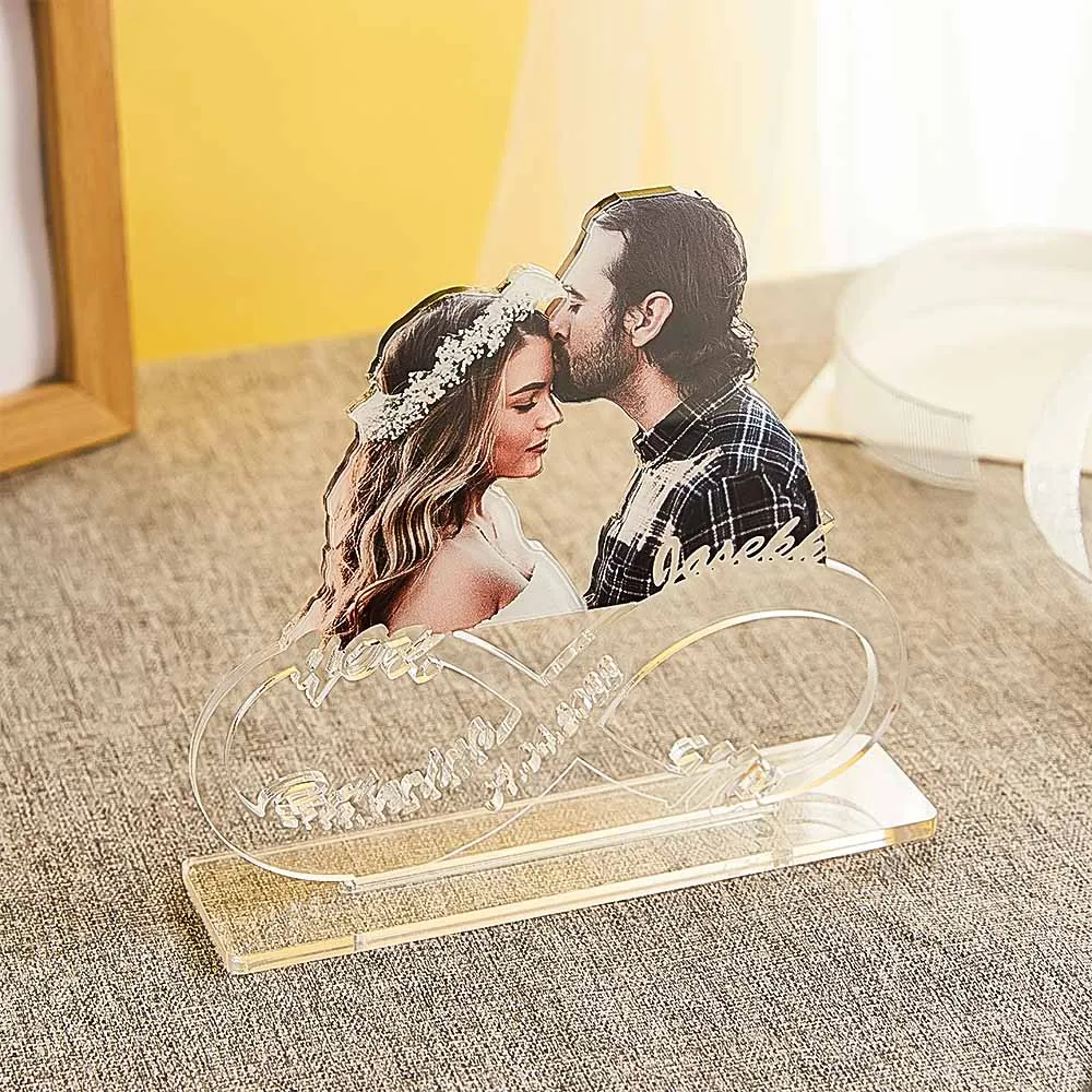 Custom Photo Engraved Acrylic Plaque Personalized Infinity Name Desktop Plaque Anniversary Gift