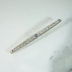 Daisies & Sapphire Two Tone Filigree Bar Pin