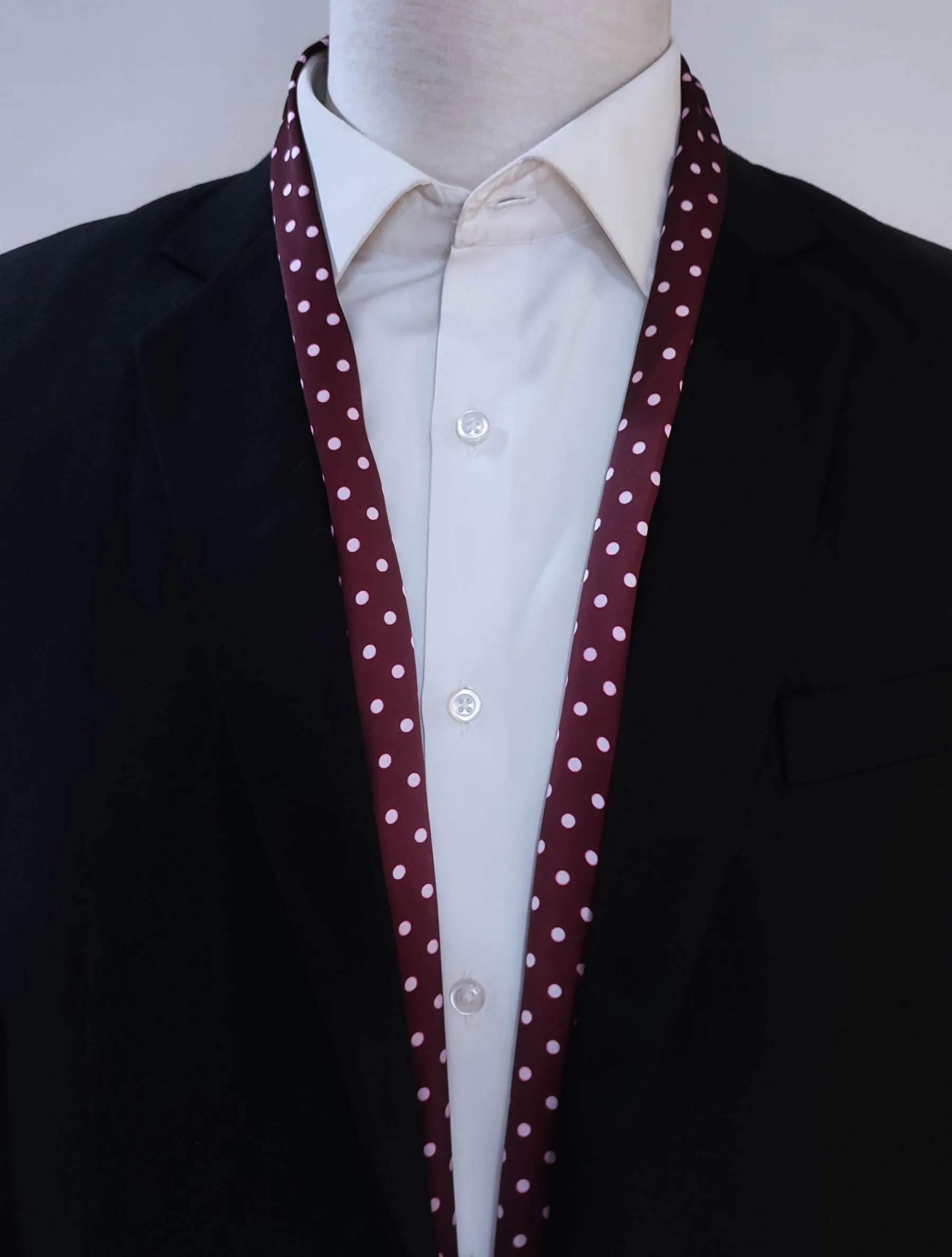 Dark Maroon with White Polka drops - silk Scarves