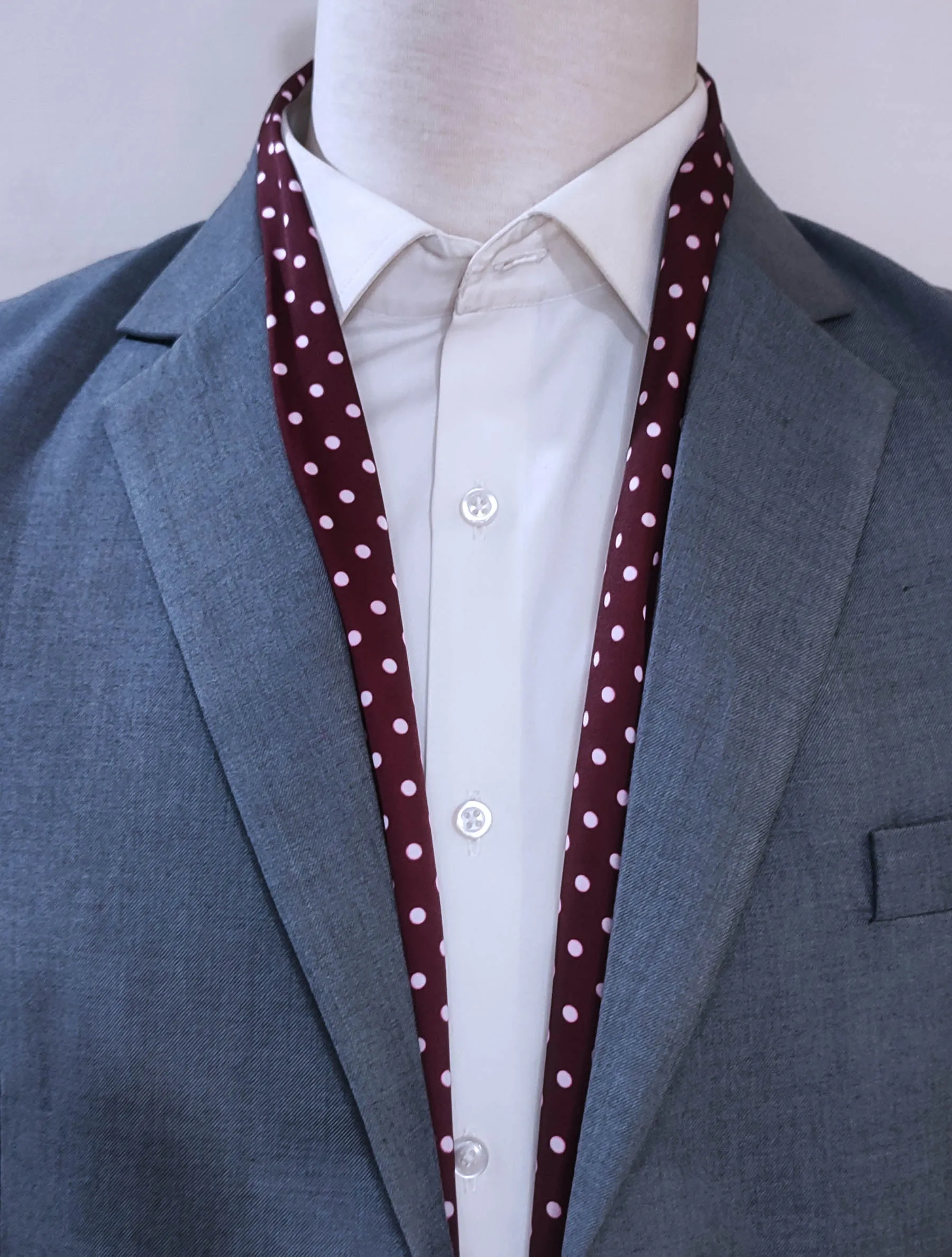 Dark Maroon with White Polka drops - silk Scarves