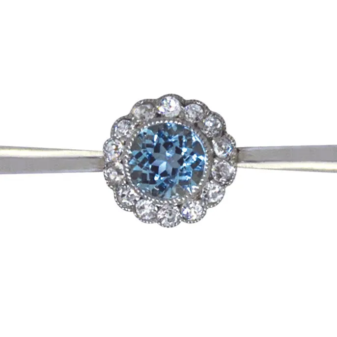 Diamond & Aquamarine Bar Brooch