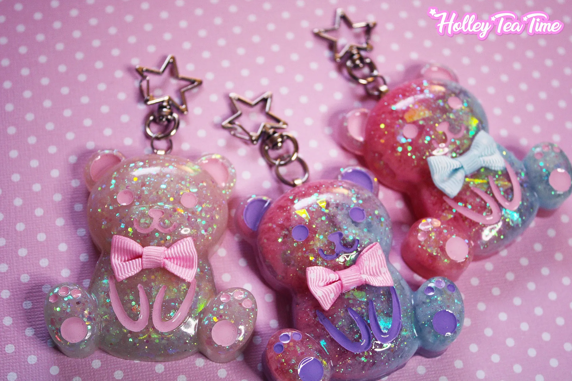 Dreamy Galaxy Bear Star Keychain (Pink x Blue)