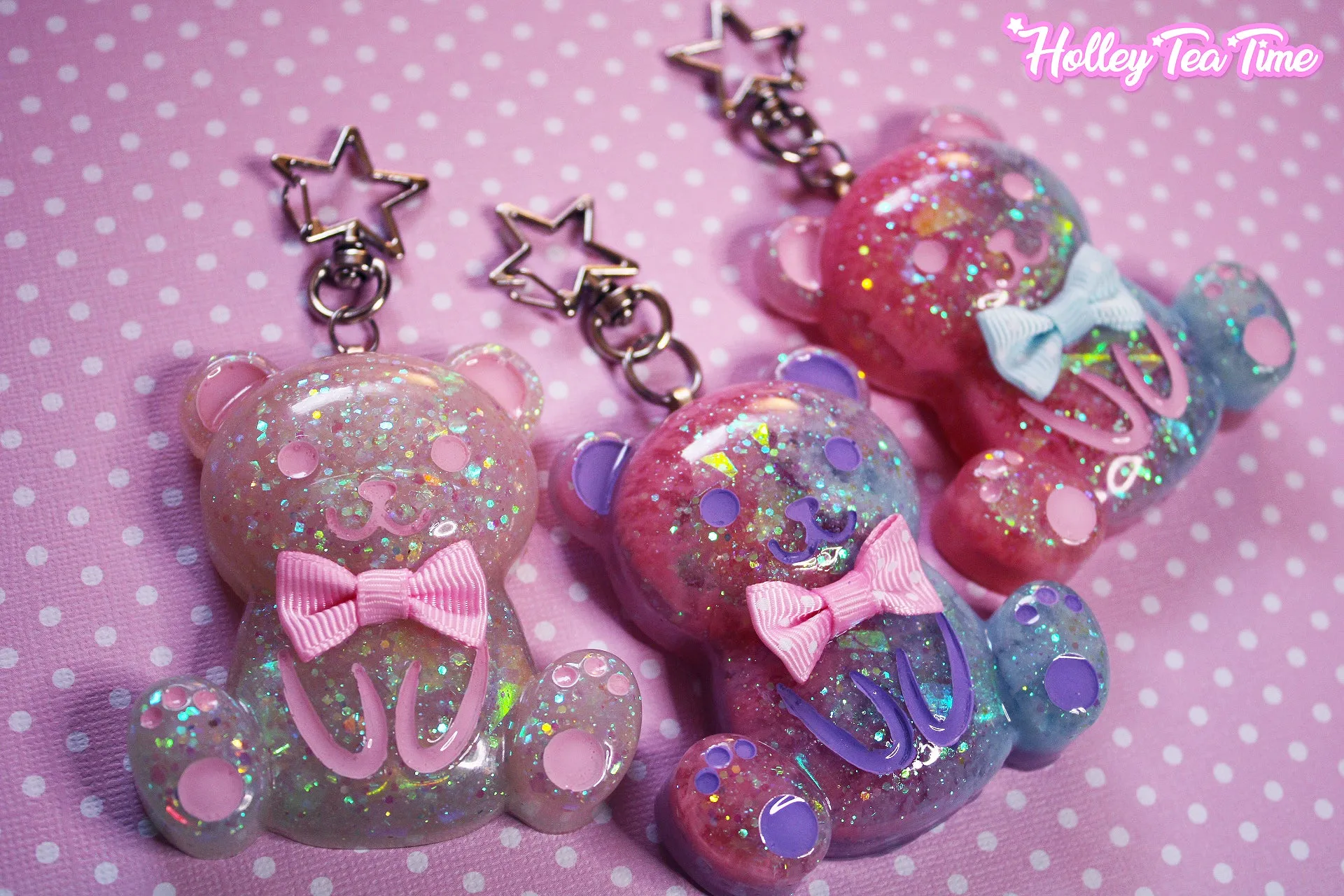 Dreamy Galaxy Bear Star Keychain (Pink x Blue)