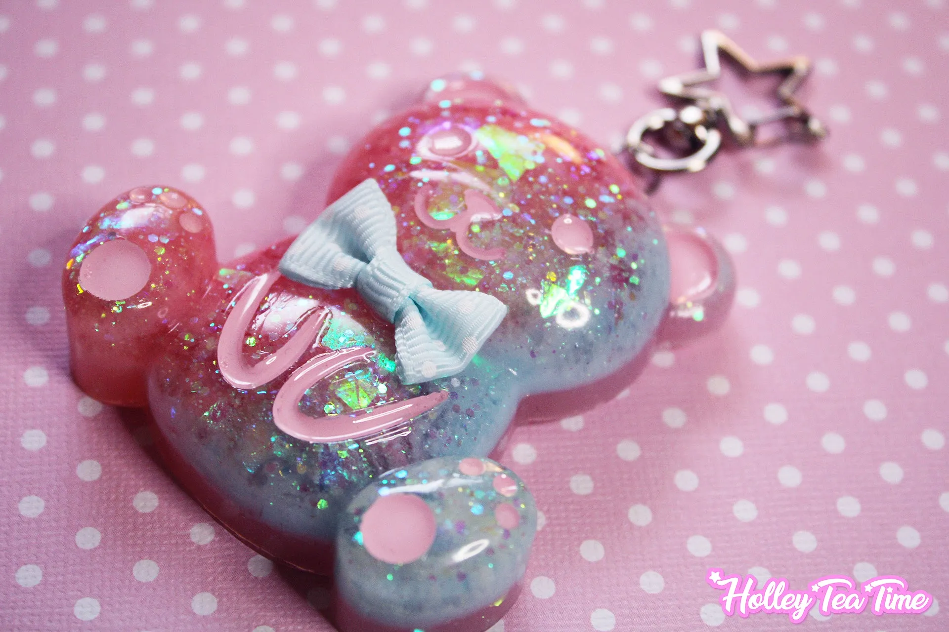 Dreamy Galaxy Bear Star Keychain (Pink x Blue)