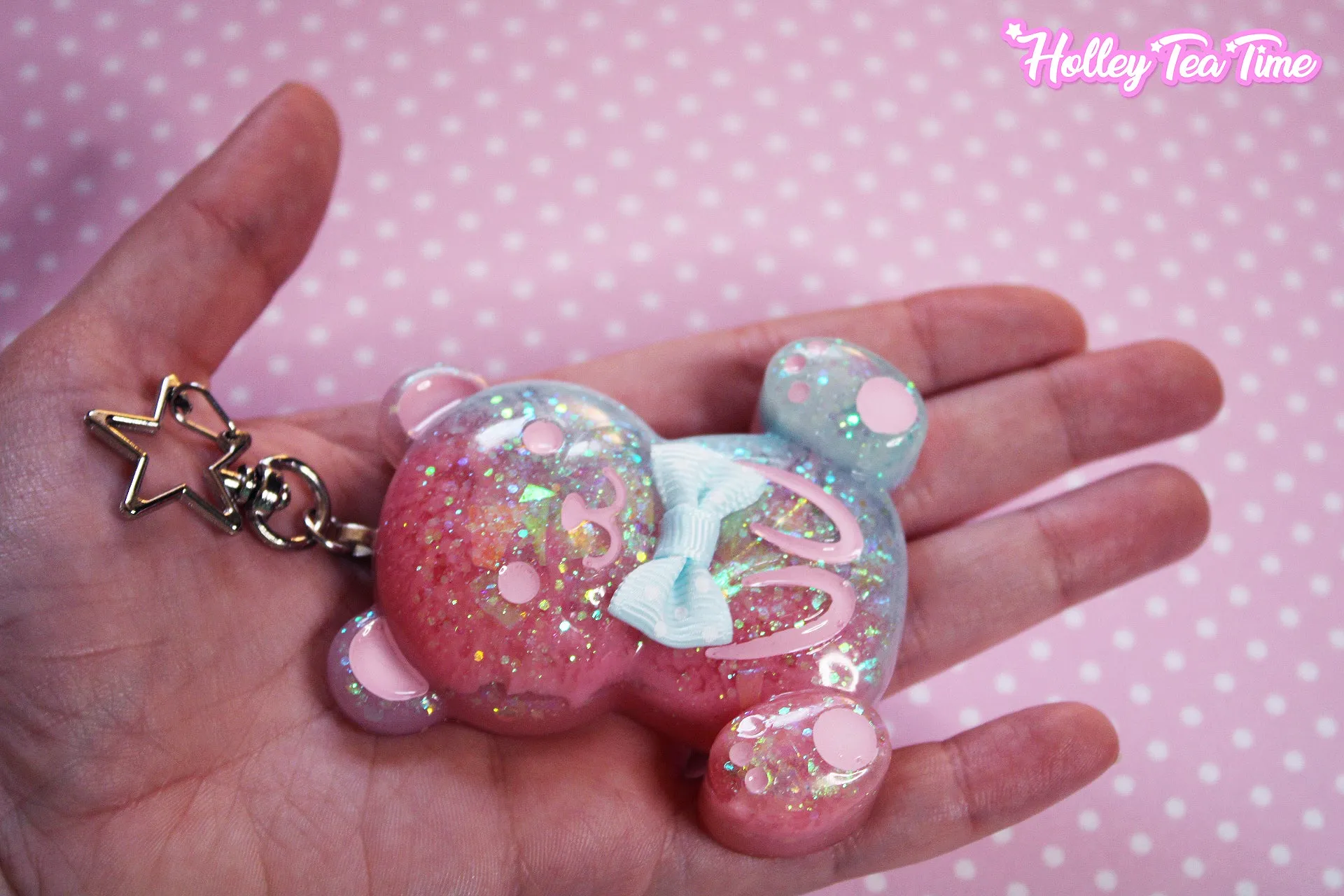 Dreamy Galaxy Bear Star Keychain (Pink x Blue)