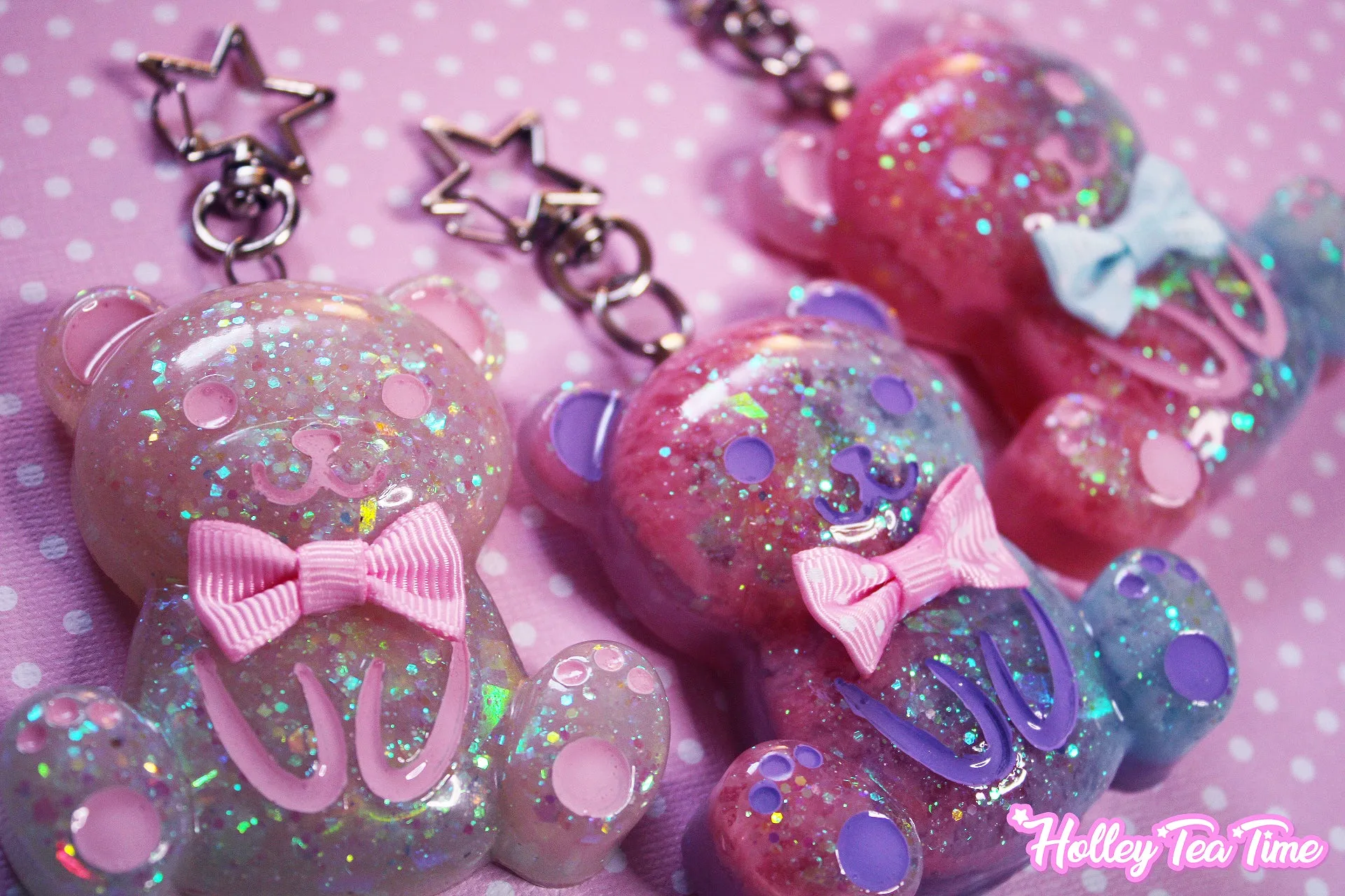 Dreamy Galaxy Bear Star Keychain (Pink x Blue)