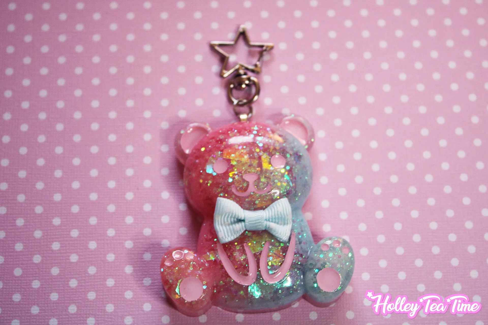 Dreamy Galaxy Bear Star Keychain (Pink x Blue)