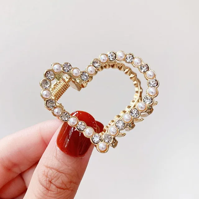 Elegant Pearls Rhinestone Geometric Hair Claws