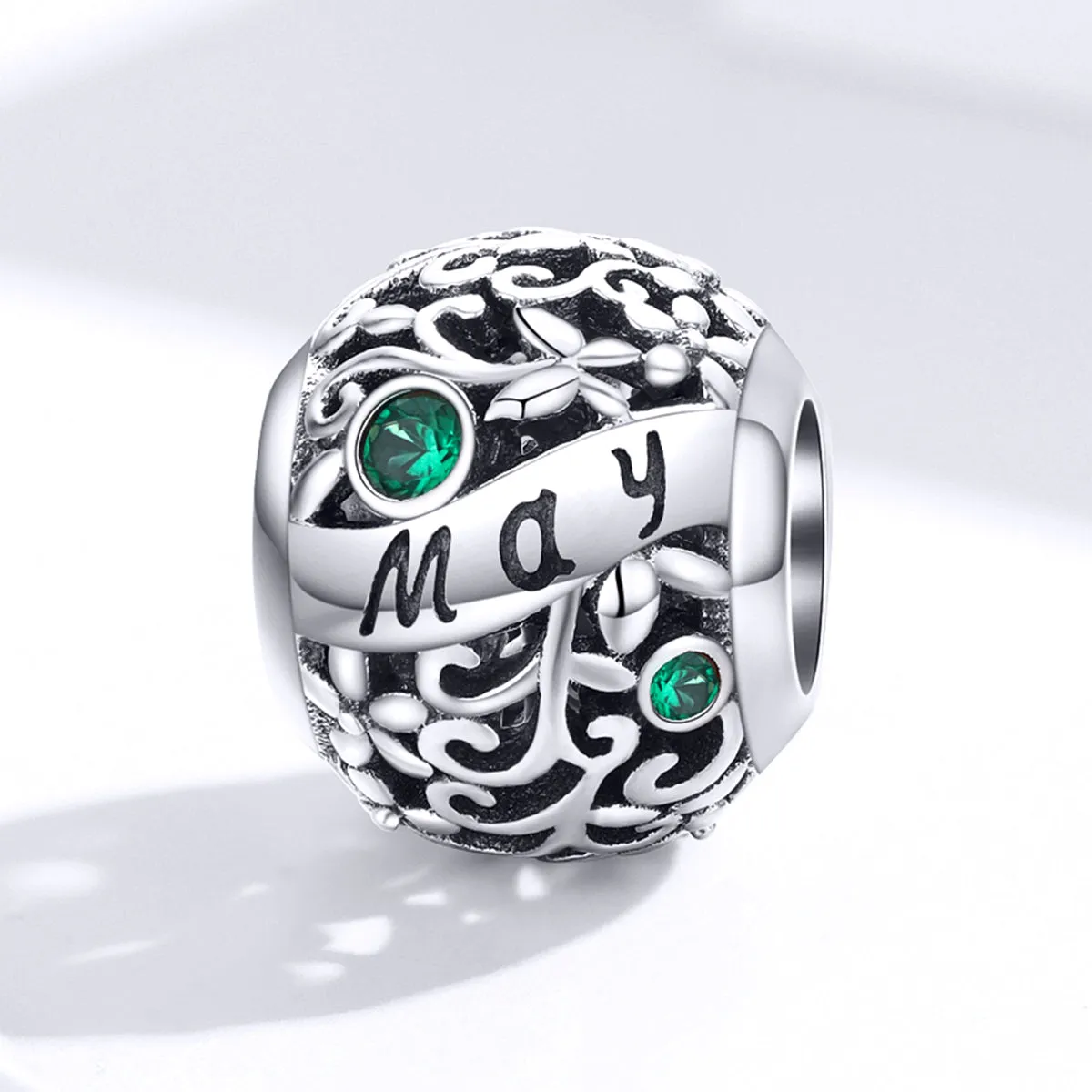 Emerald Birthstone May Charm 925 Sterling Silver