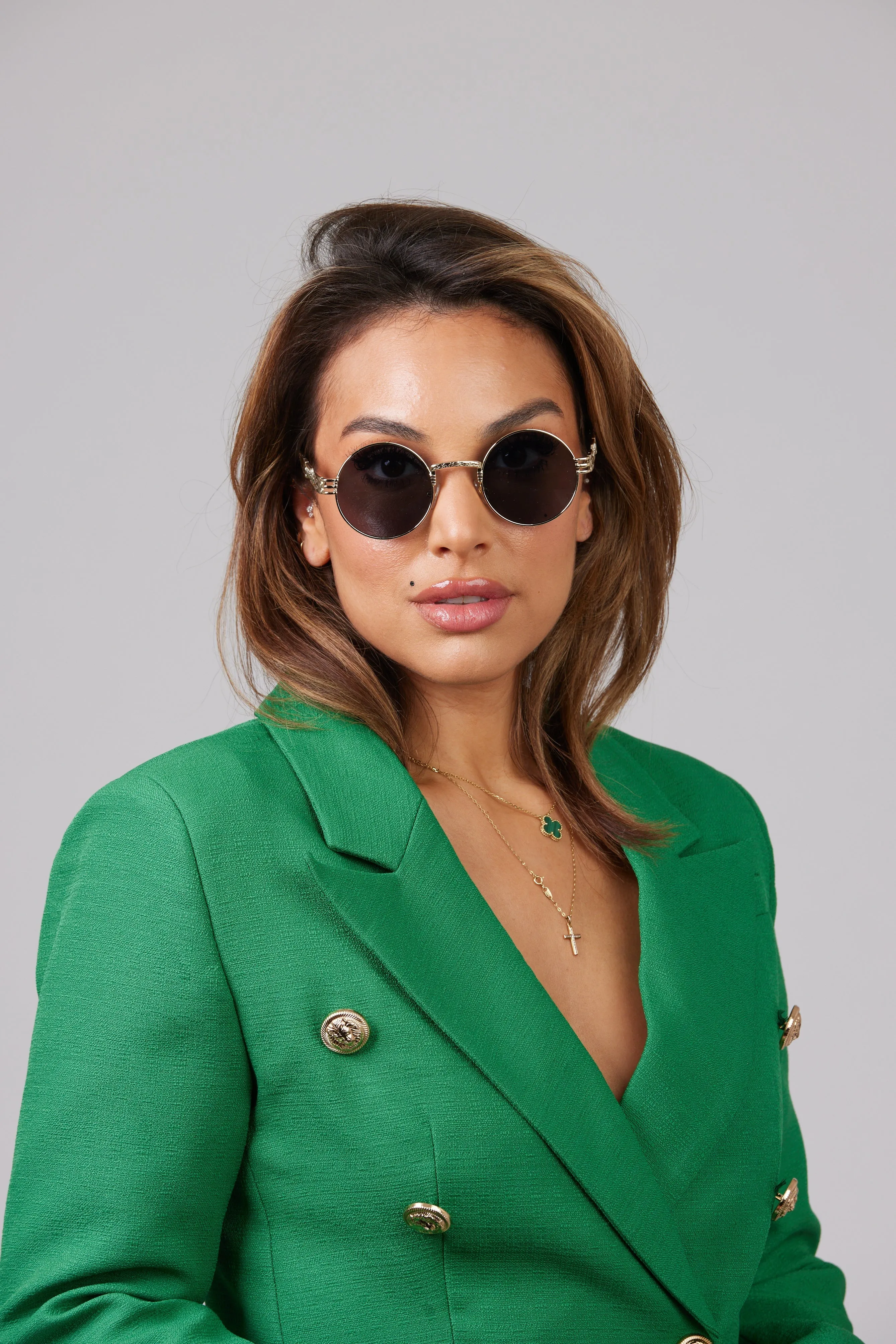 EPOCA RETRO CLEAR GREEN LENS SUNGLASSES