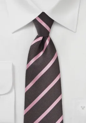 Espresso and Pink Repp&Regimental Striped Necktie