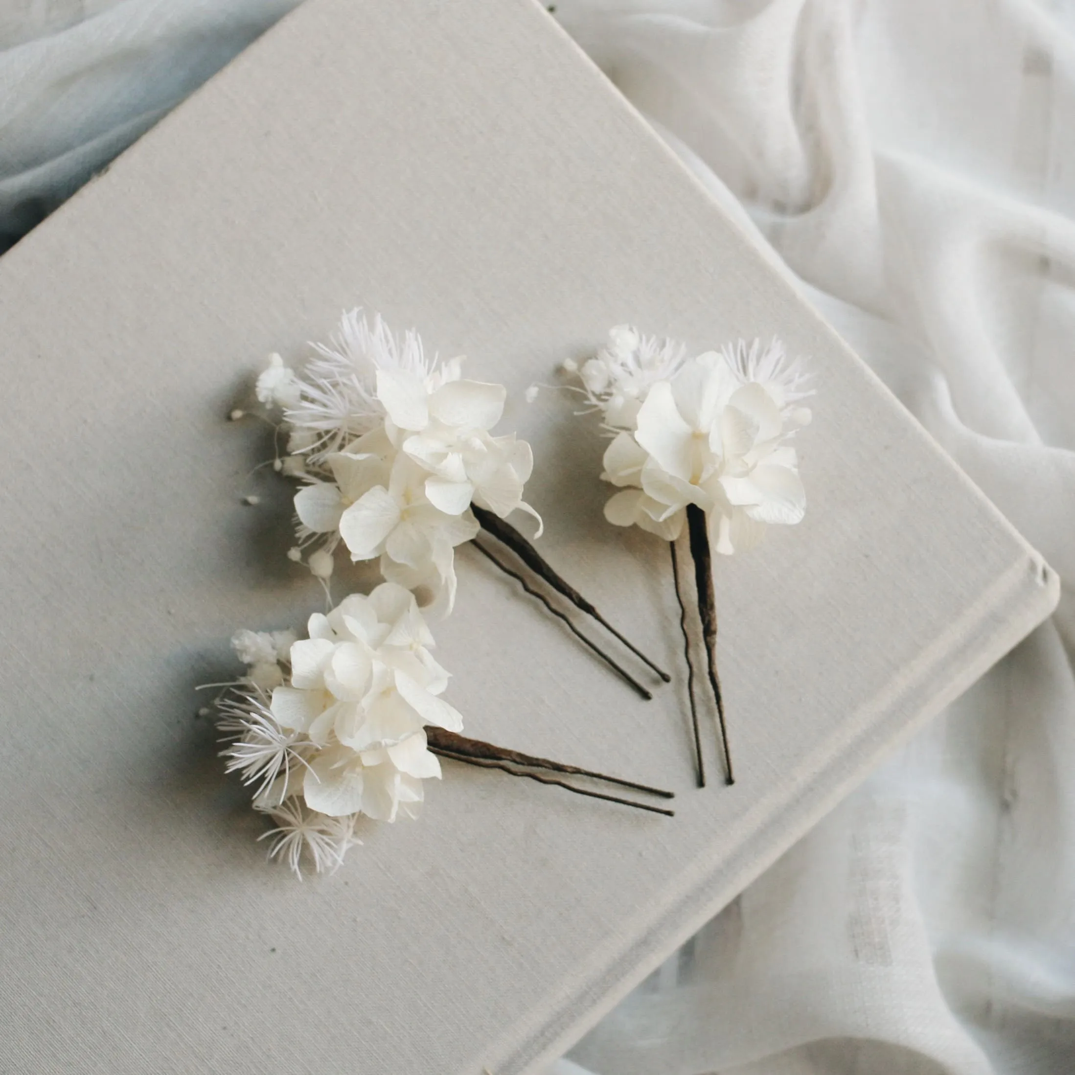 Everlasting Flower Hair Clips HYDRANGEA