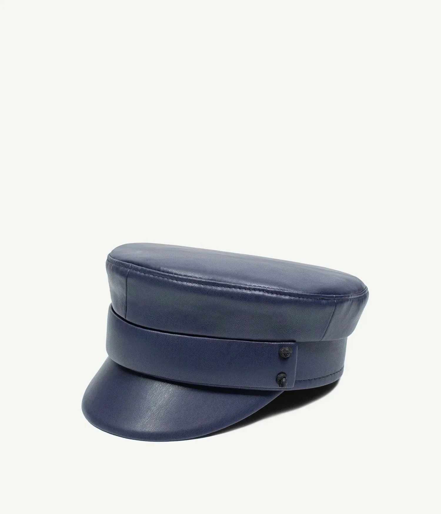 Faux-Leather Belted Baker Boy Cap