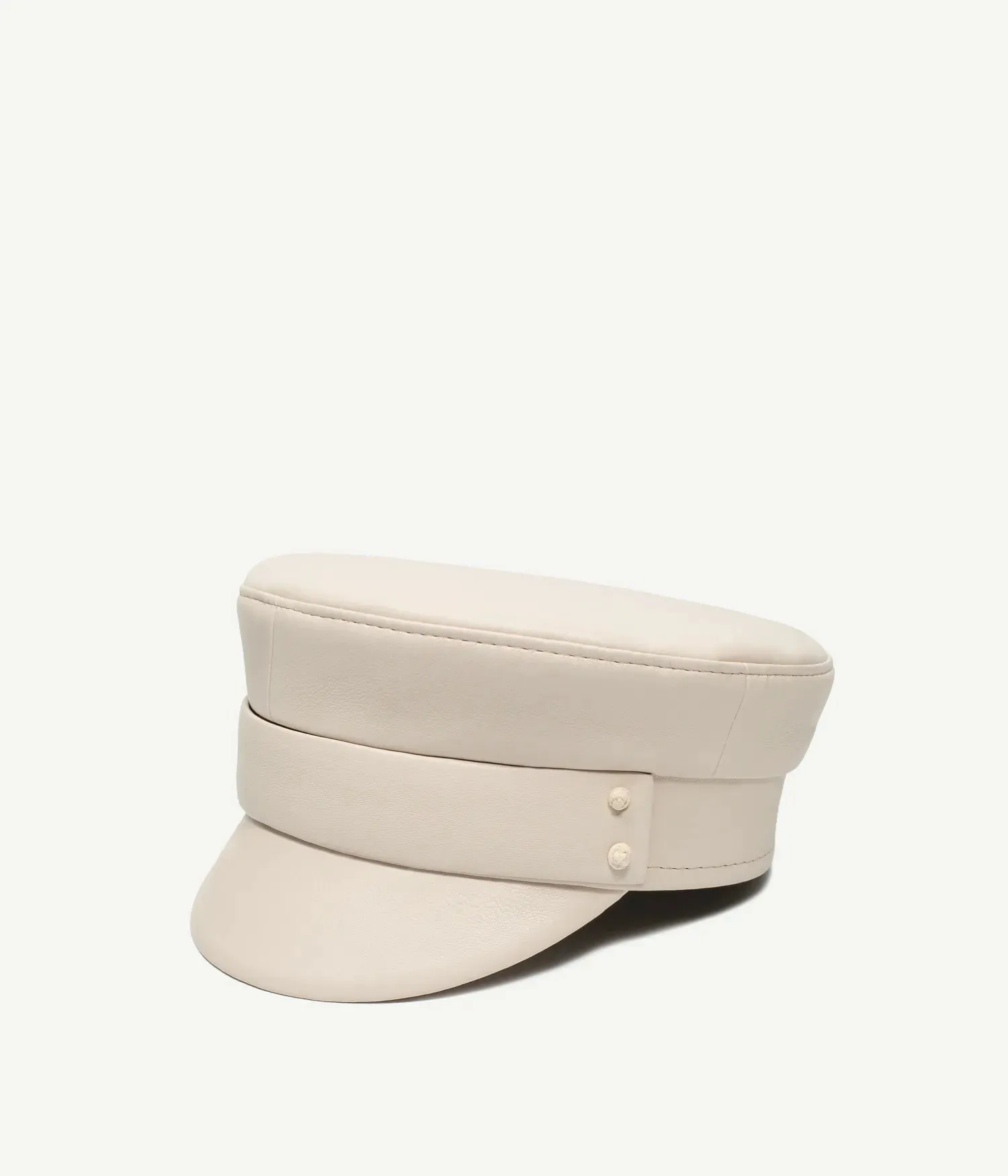 Faux-Leather Belted Baker Boy Cap