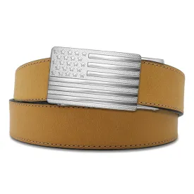 FLAG BUCKLE | TAN BUFFALO LEATHER GUN BELT