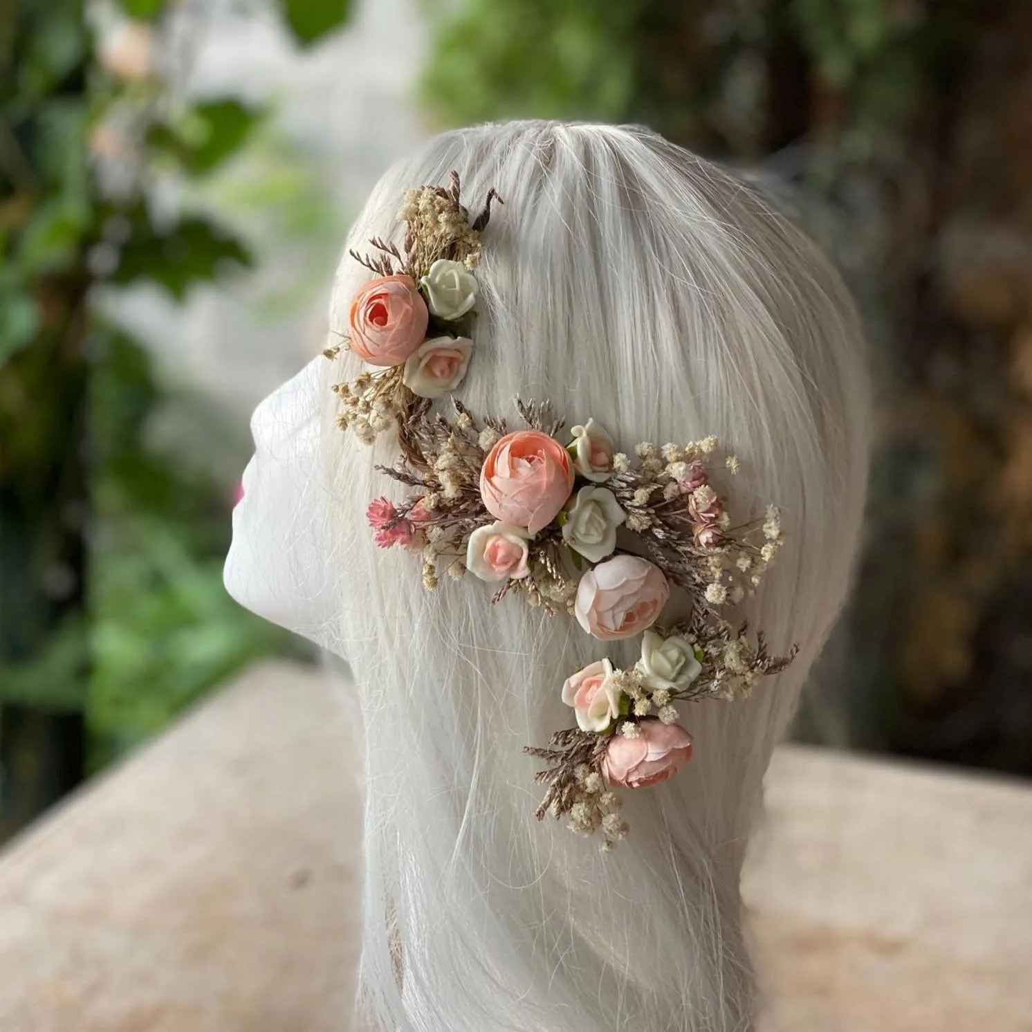 Flexible flower hair vine Wedding Bendable flower piece Hair arrangement Wedding accessories Bridal shapeable hair flowers  Magaela